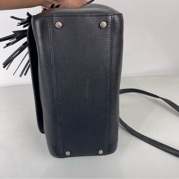 Kate Spade Longacre Court Leather Satchel Black Tassle Crossbody Purse Medium - Picture 7 of 13